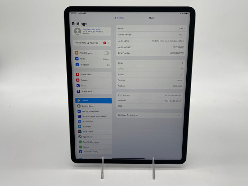 Apple 2021 iPad Pro 5th Generation 12.9 in 128GB (Wifi Only) Silver