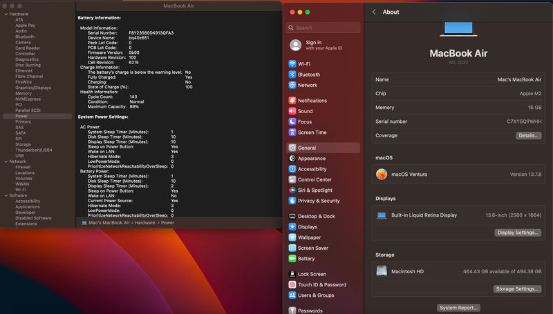 Apple 2022 MacBook Air 13" M2 (8-Core GPU) 16GB RAM 512GB SSD - Very good