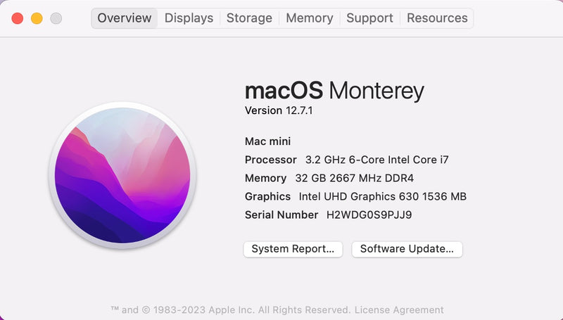 Apple 2018 Mac Mini 3.2GHz 6-Core i7 32GB RAM 1TB SSD - Very Good