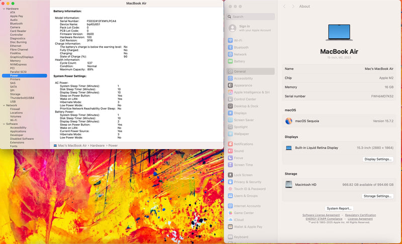 Apple 2023 MacBook Air M2 15" (10-Core GPU) 16GB RAM 1TB SSD - Very good