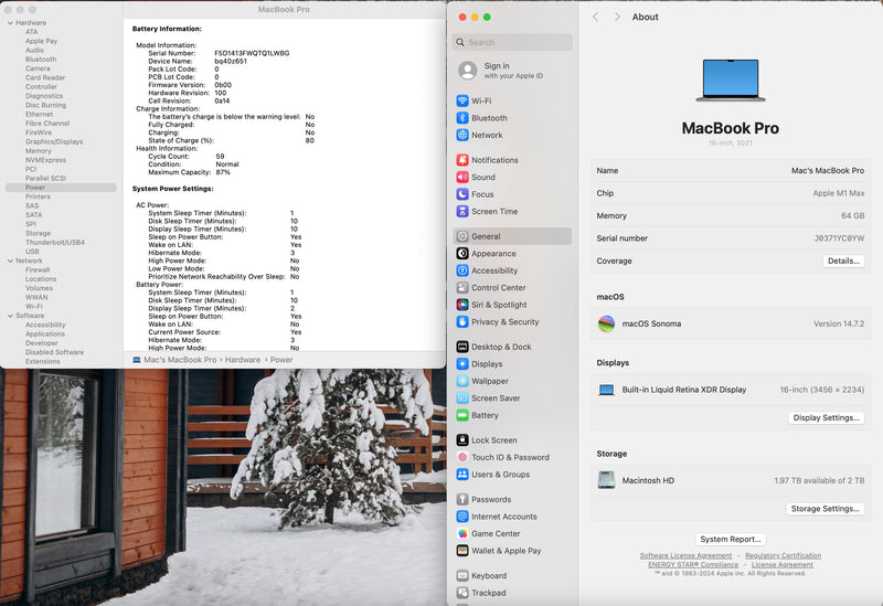 Apple 2021 MacBook Pro 16" M1 Max (24-Core GPU) 64GB RAM 2TB SSD - Very good