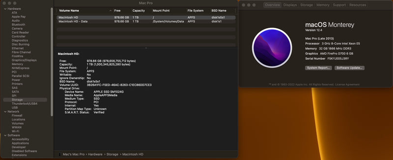 Apple 2013 Mac Pro 3GHz 8-Core Intel Xeon E5 32GB 1TB SSD 2X D700 6GB