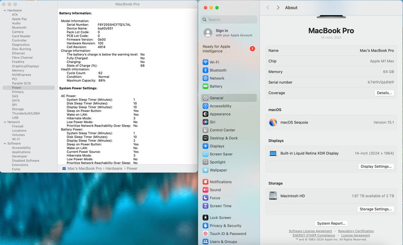 Apple 2021 MacBook Pro 14" M1 Max (24-Core GPU) 64GB RAM 2TB SSD - Excellent