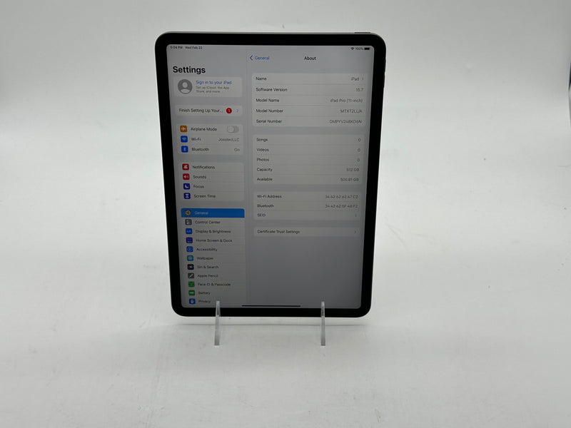 Apple 2018 iPad Pro 11 in 512GB (Wifi Only) Space Gray