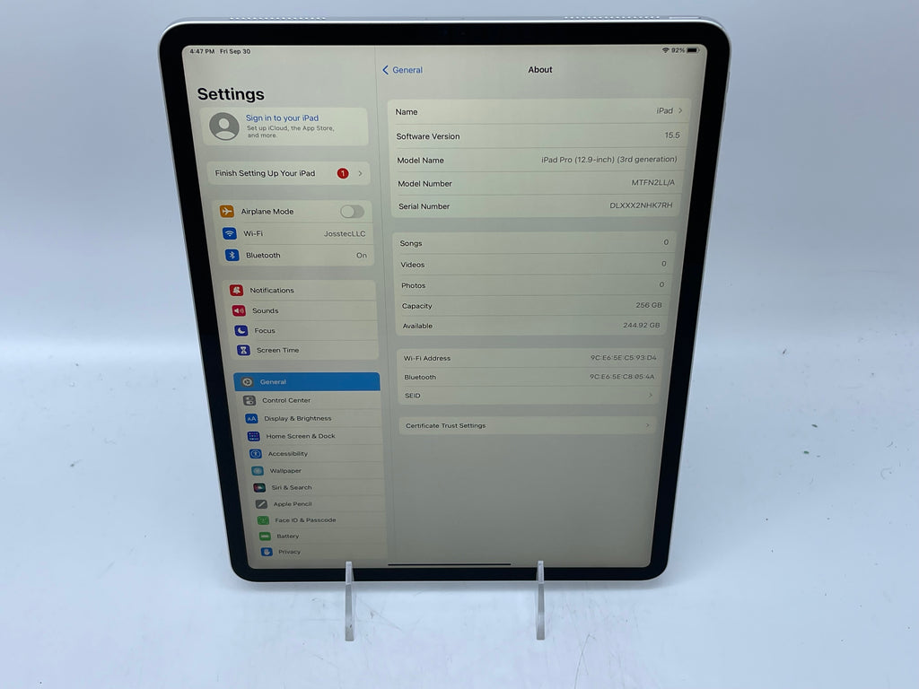 Apple 2018 iPad Pro 3rd Generation 12.9 in 256GB (Wifi Only) Silver