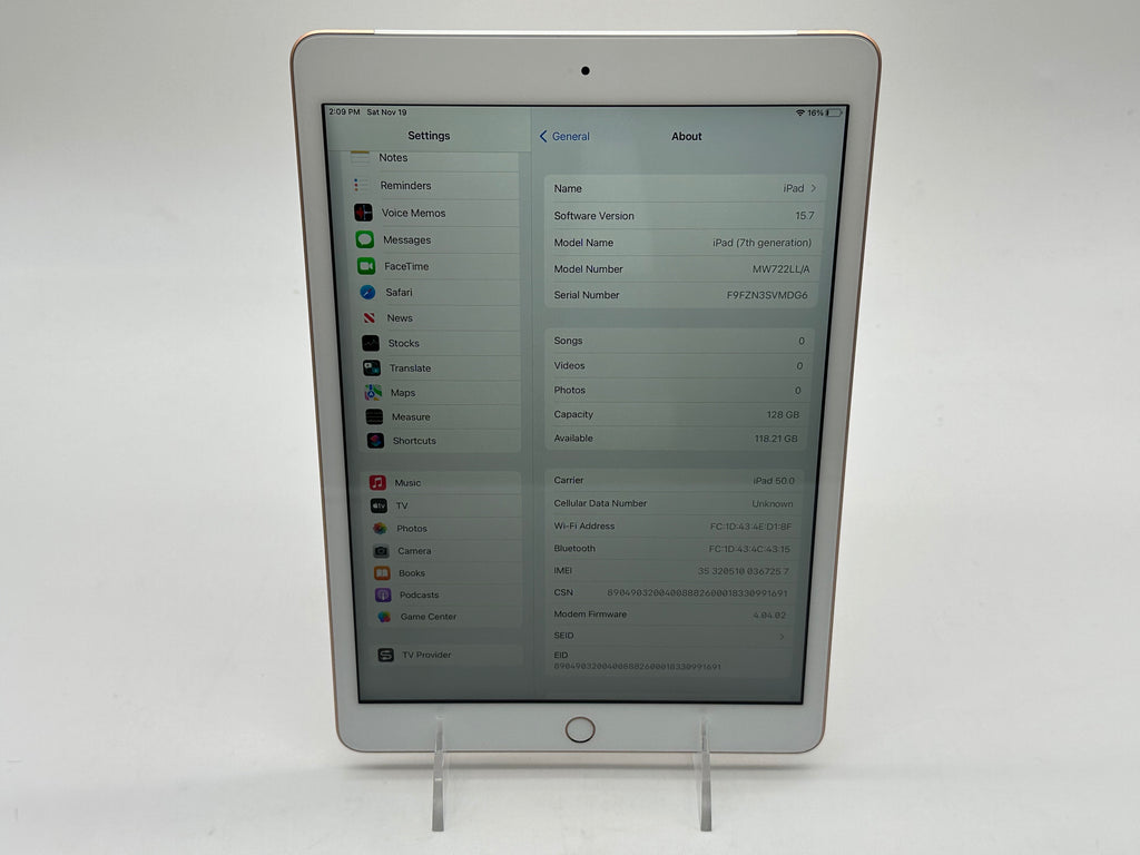 Apple 2019 iPad 7th Generation 128GB (Wifi+Cell) Gold