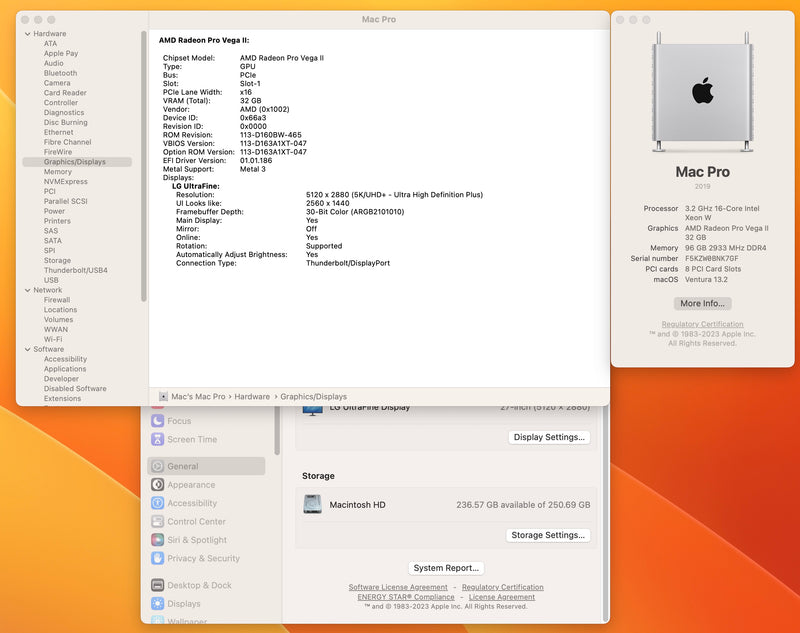 Apple 2019 Mac Pro 3.2GHz 16-Core Xeon W 96GB 256GB SSD Vega II 32GB
